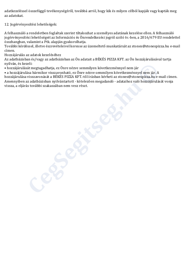 Adatkezelési tájékoztató 4. oldal